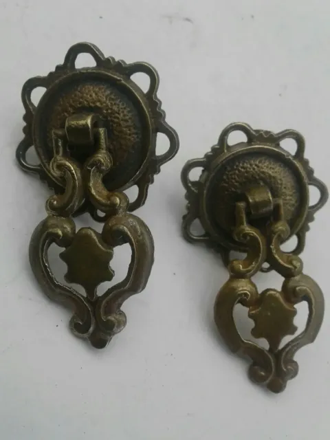 Antique/Vintage Brass Tear Drop Pulls Handle Drawer Door with Backplate Hardware