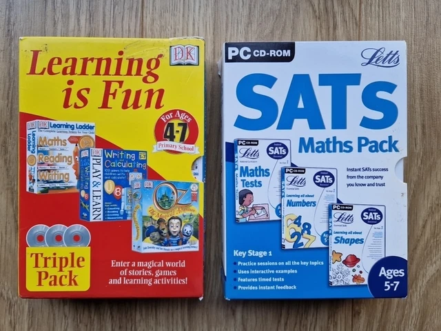 DK learning is fun triple pack ages 4-7 *PLUS* Letts Sats Math Pack KS1 ages 5-7