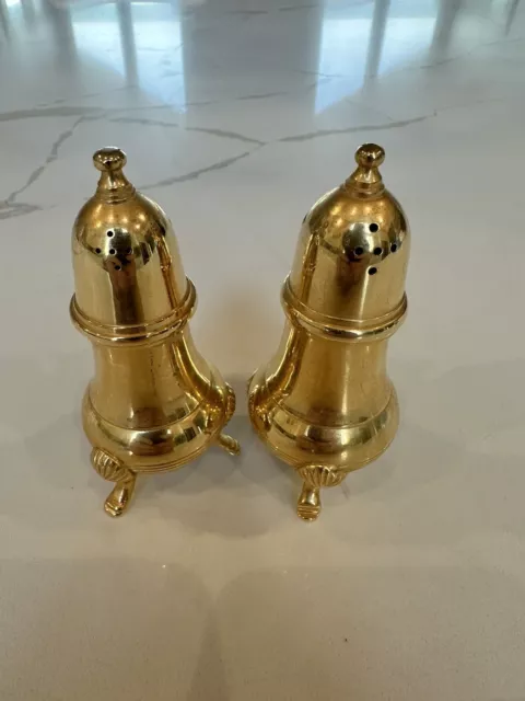 Vintage Beautiful Georgian Style 4" Salt & Pepper Shakers 24k Gold Electroplated