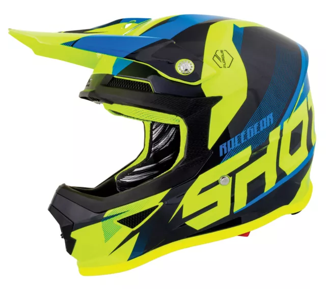 Neu Shot Furious Ultimate Motocross Mx Enduro Helm Blau Neongelb Glänzend