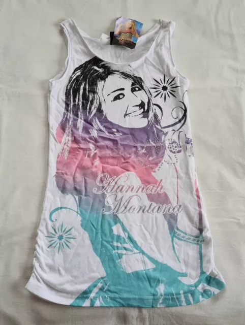 Disney Hannah Montana Girls White Printed Sleeveless Singlet Top Size 8 New