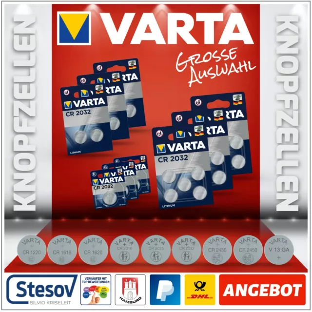 VARTA Knopfzellen CR1620  CR2025 CR2032 CR2430 CR2450 LR44 Batterien AUSWAHL