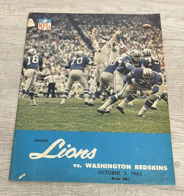 October 3rd 1965 Detroit Lions Vs Washington Redskins Football Game Program