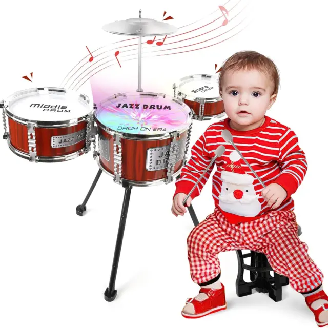 M zimoon Kids Drum Set, Musical Toy Kids Drum Kit for Toddler Jazz Drum Set with