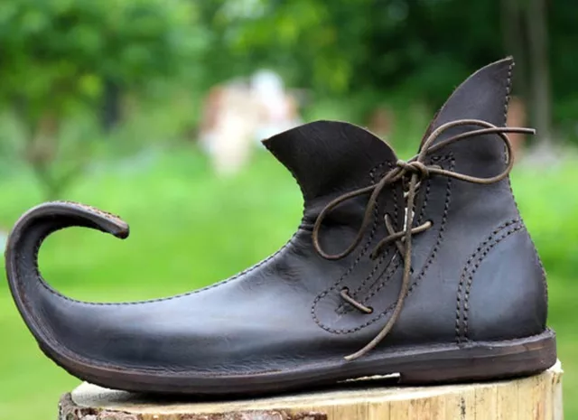 Poulaines shoes, Leather shoes with curved point, Renaissance Shoes, Larp Shoes