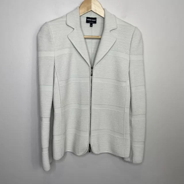 Giorgio Armani  Women's Blazer Jacket Textured Knit Full Zip Sz 40 Italy