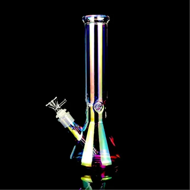 10" Heavy Glass Bongs Percolator Water Pipe Hookah 14mm Bowl Rainbow Color Bong