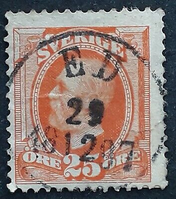 1897 Sweden 25 ore red orange  King Oscar II stamp cancelled Ed
