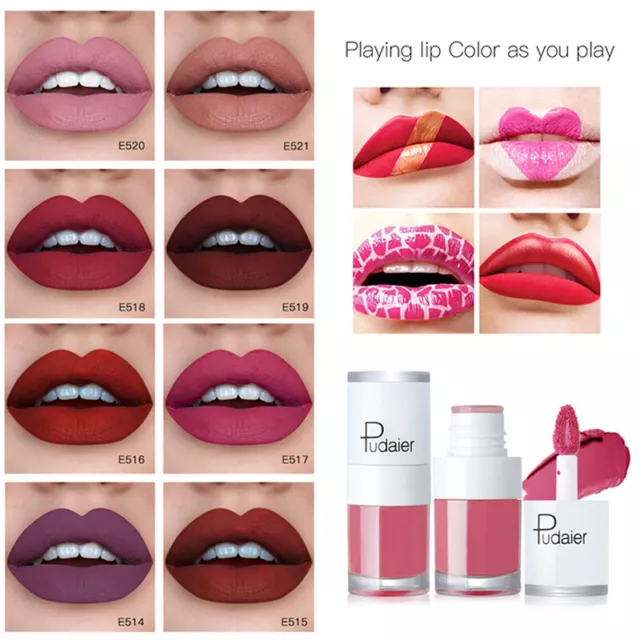 Lápiz labial mate resistente al agua de terciopelo largo maquillaje brillo labial líquido EE. UU. ~