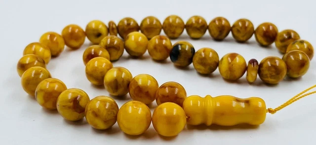 Perles de prière en ambre chapelet AMBRE BALTIQUE naturel Misbah Tasbih pressé