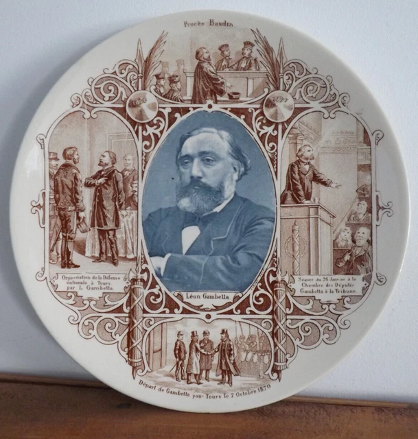 Assiette parlante XIX humour faïence de Sarreguemines Chasse À L'ours