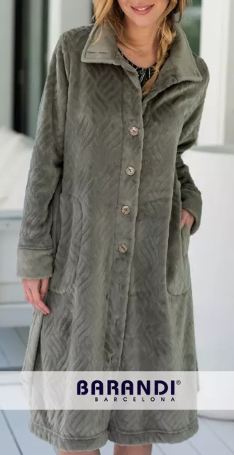 BARANDI vestaglia pile donna MONICA-31 giacca corta invernale bottoni  tasche cintura CELESTE fino XXXL taglie forti