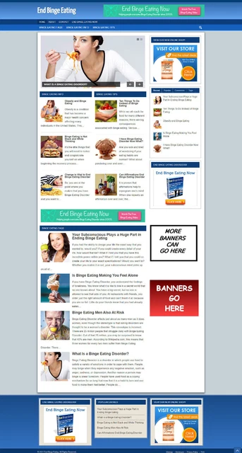 Binge per Mangiare Rimedi Affiliazione Sito Web per Vendita + Dominio Gratuito