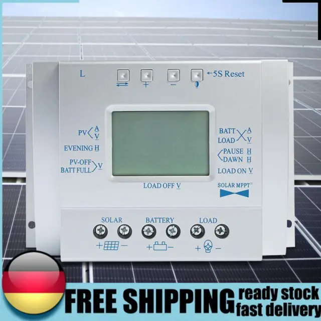 Regulador de panel solar de 12V 24V pantalla LCD 60A controlador de carga de panel solar DE