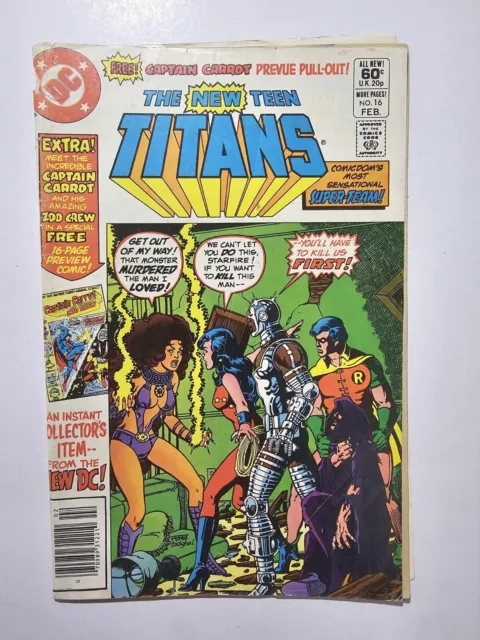 The New Teen Titans #16 1982 DC George Perez Cover/ Captain Carrot Missing Pull