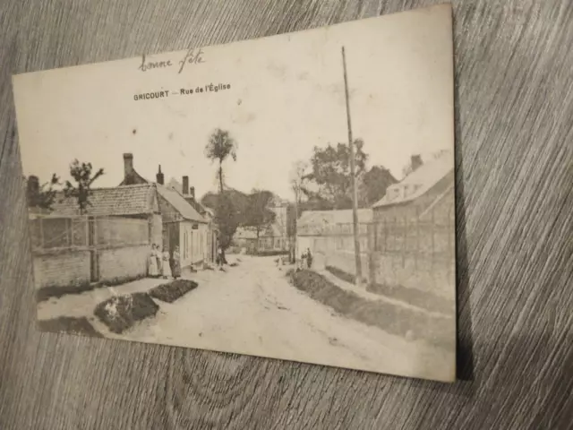 carte postale ancienne GRICOURT rue de l'église