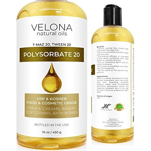 Polisorbato 20 de Velona - 16 oz | Solubilizador, grado alimenticio y cosmético | Todo N...