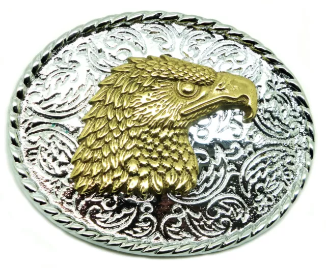 Eagle Head Belt Buckle American Western Solid Brass Authentic Baron Buckles