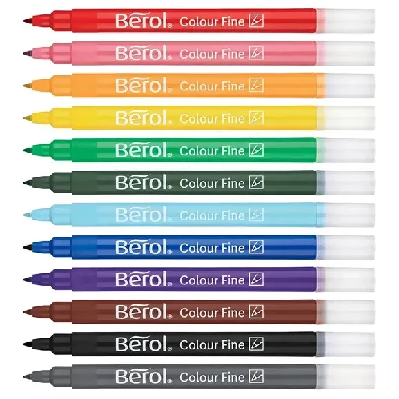 Berol Colour Fine Tip Pens Assorted Colours Pack Of 12