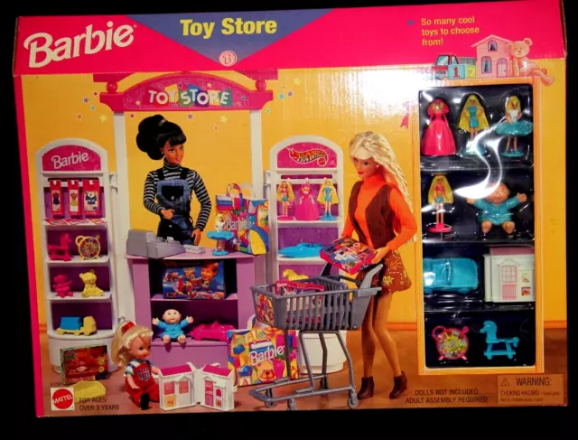 Barbie - Toys R Us  with Teddy Bear, Toy Boxes, Ball & Wagon