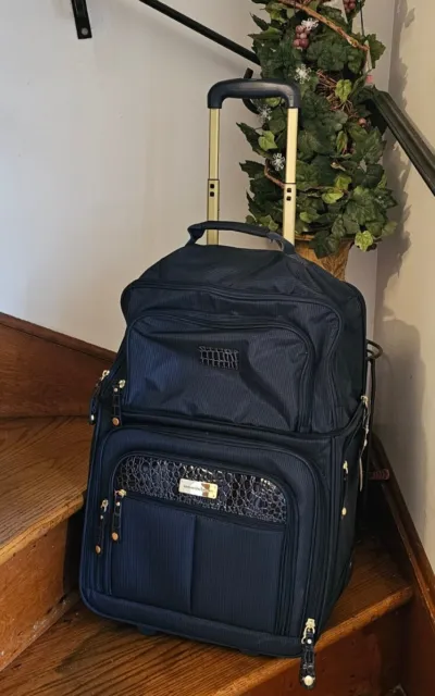 Samantha Brown Underseater Expandable 14" or 22" Carry-On Bag Cobalt Navy New!!