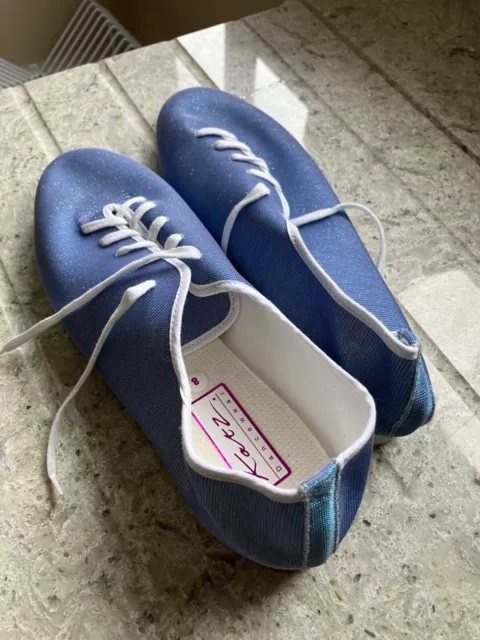 ladies summer dance shoes size UK 8 katz glitter blue