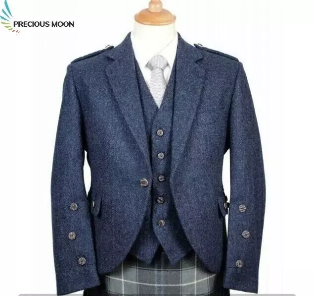 Precious Moon Men's Tweed Kilt Jacket with Vest