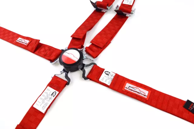 Jr Racing Harness 5 Pt 2" Sfi 16.1 Pull Up Lap Belts Cam Lock Red Checkerboard 3