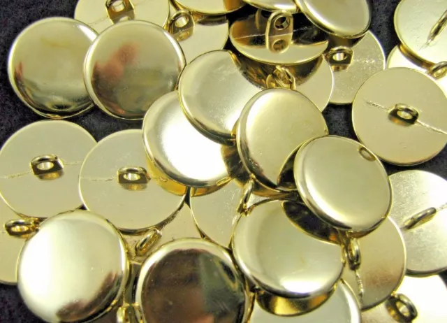 Round Metal Polished Blazer Buttons in Gold or Silver with Shank (B568)