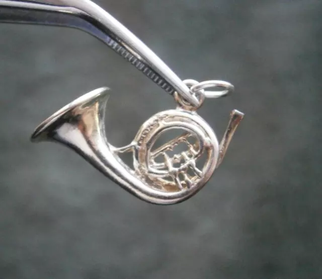 French Horn Vintage Sterling Silver Charm Pendant 2.3g