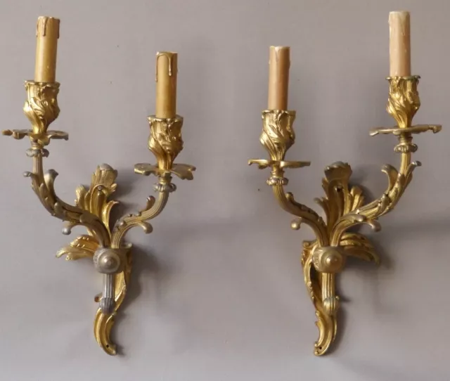 Paire d'Appliques En Bronze Doré, Style Louis XV, époque XIX ème