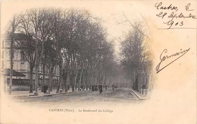 CPA 81 CASTRES LE BOULEVARD DU COLLEGE (dos non divisé)