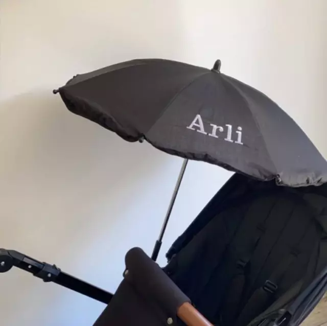 Personalised Black Pram Parasol | Buggy Umbrella | Stroller Sunshade