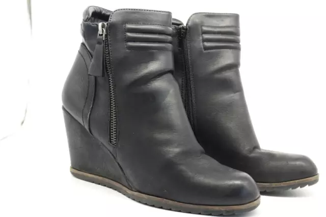 Nicole Everly Womens Ladies Black Wedge Heel Zipper Ankle Bootie Boots Size 8M