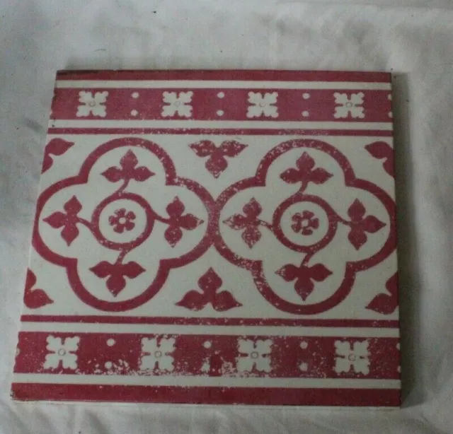 MINTON LARGE TILE PINK gothic revival pugin style 8 INCH