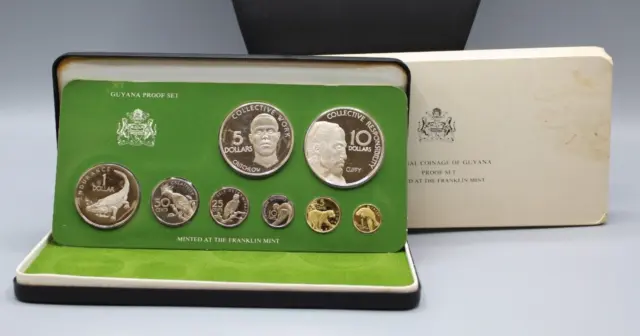 1976 Franklin Mint National Coinage of Guyana Sterling Silver Proof Set *LOOK*