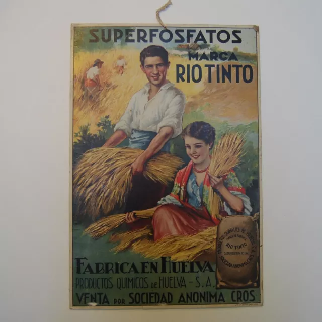 Cartel Antiguo Original Superfosfatos Rio Tinto Cros