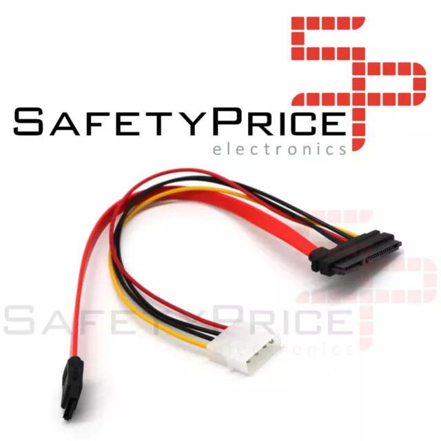 Cable Alimentacion SATA 15+7 pin 22 Corriente/Datos a 4 pin Molex ATA IDE A-19