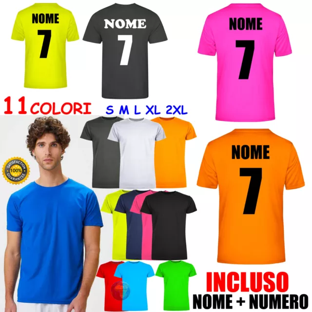 T-SHIRT con STAMPA Personalizzata NOME NUMERO Maglietta per CALCIO Calcetto Uomo