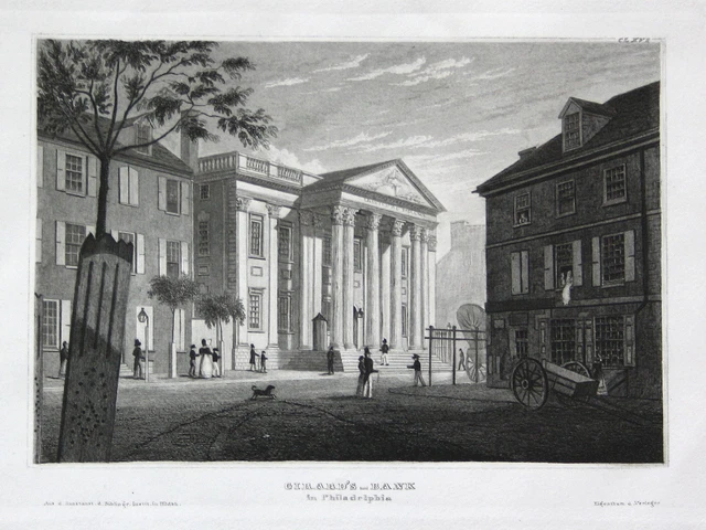 Girard Bank Philadelphia US Amerika Ansicht Stahlstich view antique print 1840