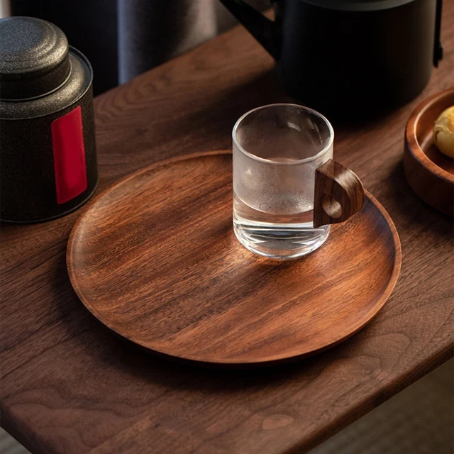 Petit Plateau Rond Russe/ukrainien - Métal Peint Noir à Décor Floral (vintage)