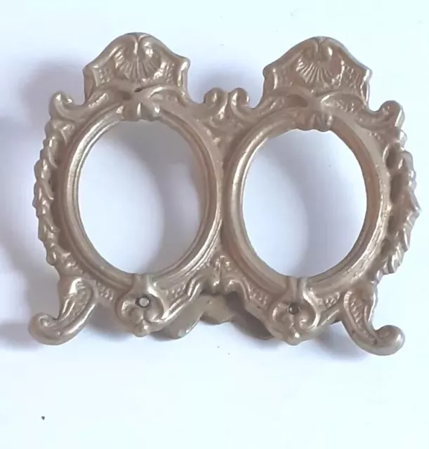 Vintage Miniature Twin Photo Frame Brass Picture Collage Project Art Nouveau