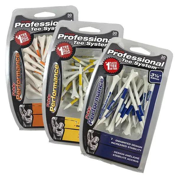Pride Professional Tee System - Performance Golf Tees -30 tees - Size Variations