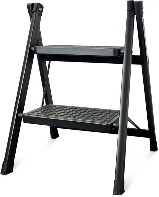 2 Step Ladder Folding Step Stool with Wide Anti-Slip Pedal, Portable & Foldable