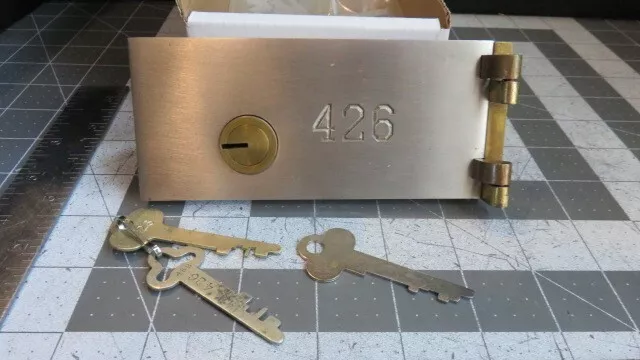 Antique L.L. Bates 1886 Safety Deposit Box Door, Hinges 2 Op & 1 Guard Key #426