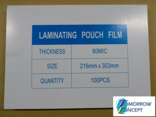 A4 80 micron Gloss Laminator Laminating Pouch Film (PK of 100)