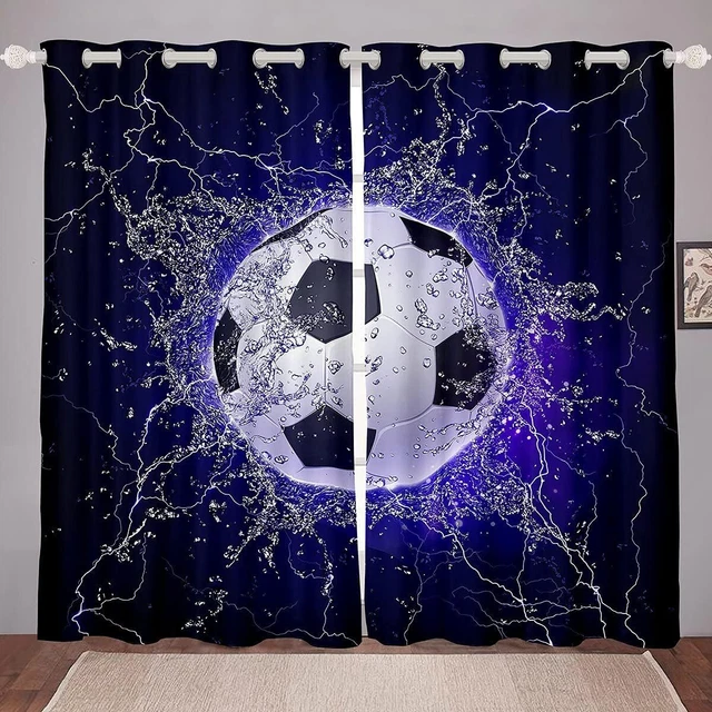 Football Curtains Bedroom Living Room Eyelet Ring Blackout Door Decor UV Protect