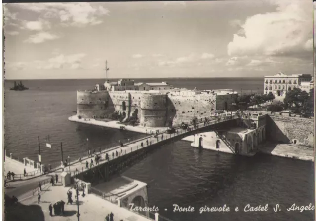 TARANTO - PONTE GIREVOLE E CASTEL S. ANGELO - VG 1953 no francobollo