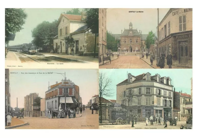 Dept 94 Lot De 4 Cartes Gentilly.mandres.cachan.très Belle Animation 9X14