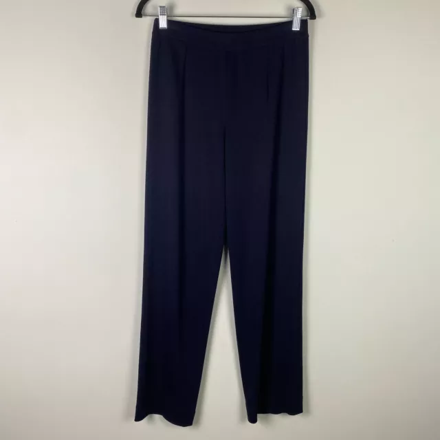 Exclusively Misook Knit Pants Women Small Navy Straight High Rise Capsule Office